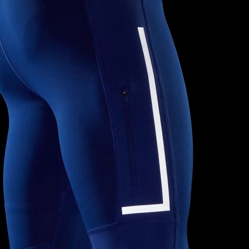 adidas Saturday Warm Mens Running Tights Compression Pants Fitness Leggings Blue