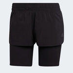 adidas Run Icons Two-In-One Womens Running Shorts Inner Compression Pocket Black