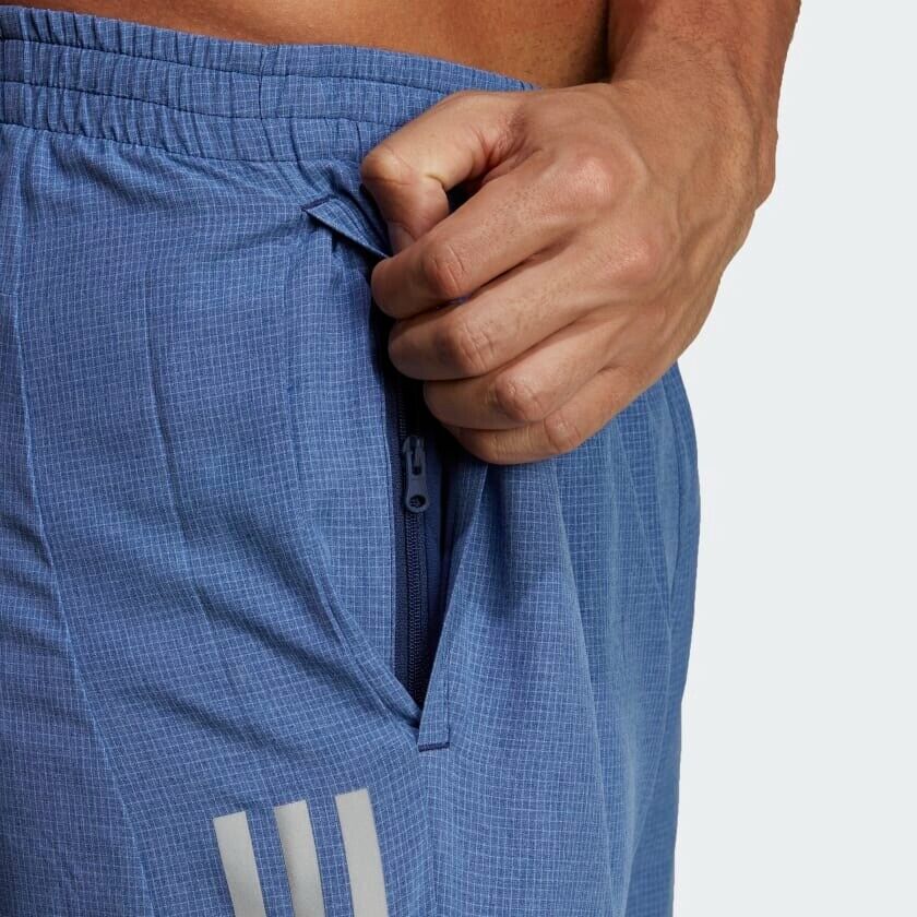 adidas Own The Run Mens Running Shorts Fitness Gym Pockets Grey Blue Reflective