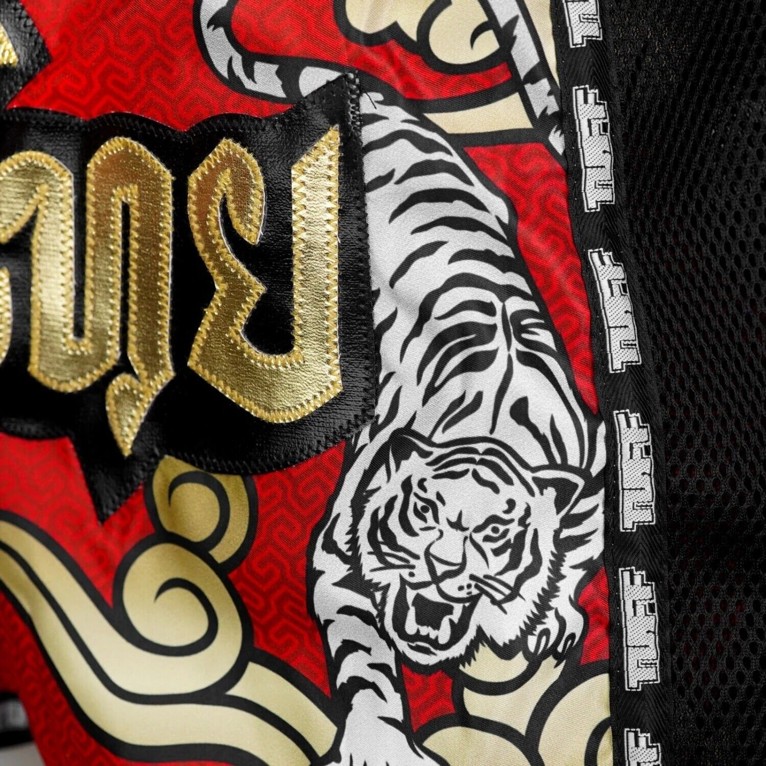 TUFF Muay Thai Shorts Red Twin Tiger MSC122