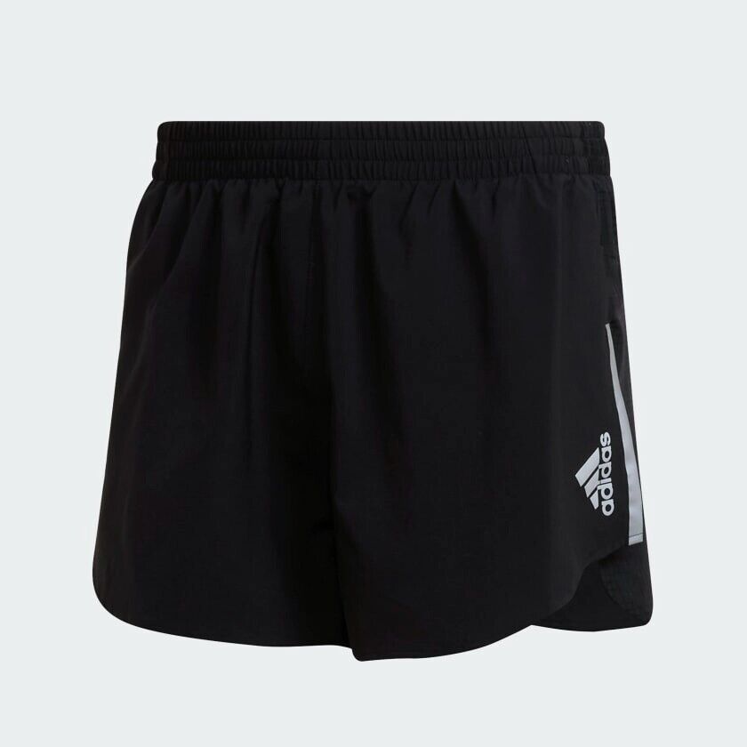 adidas Fast Reflective Split Mens Running Shorts Black Parley Eco Fitness Gym