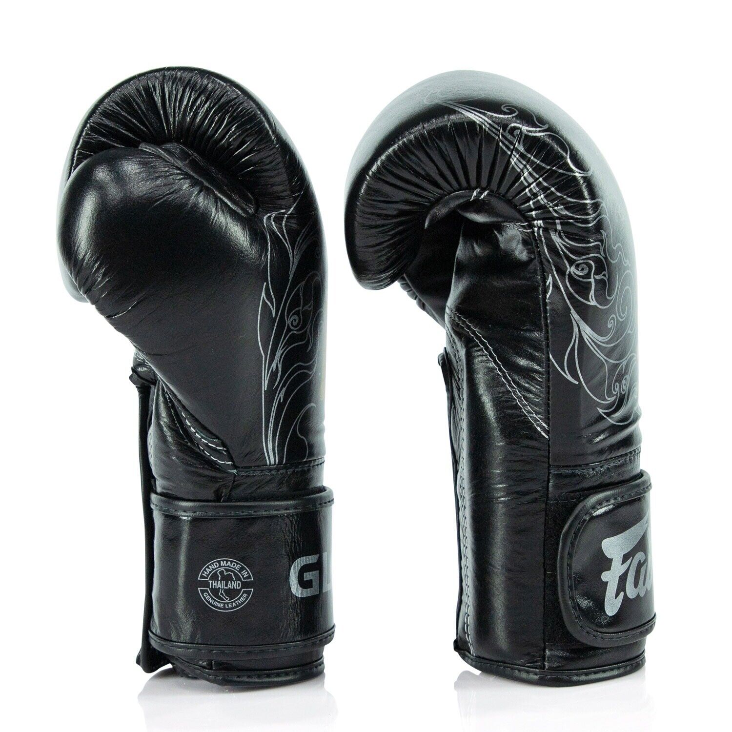 Fairtex X Glory Leather Kickboxing Gloves Muay Thai Black / White