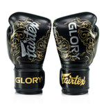 Fairtex X Glory Leather Kickboxing Gloves Muay Thai Black / White