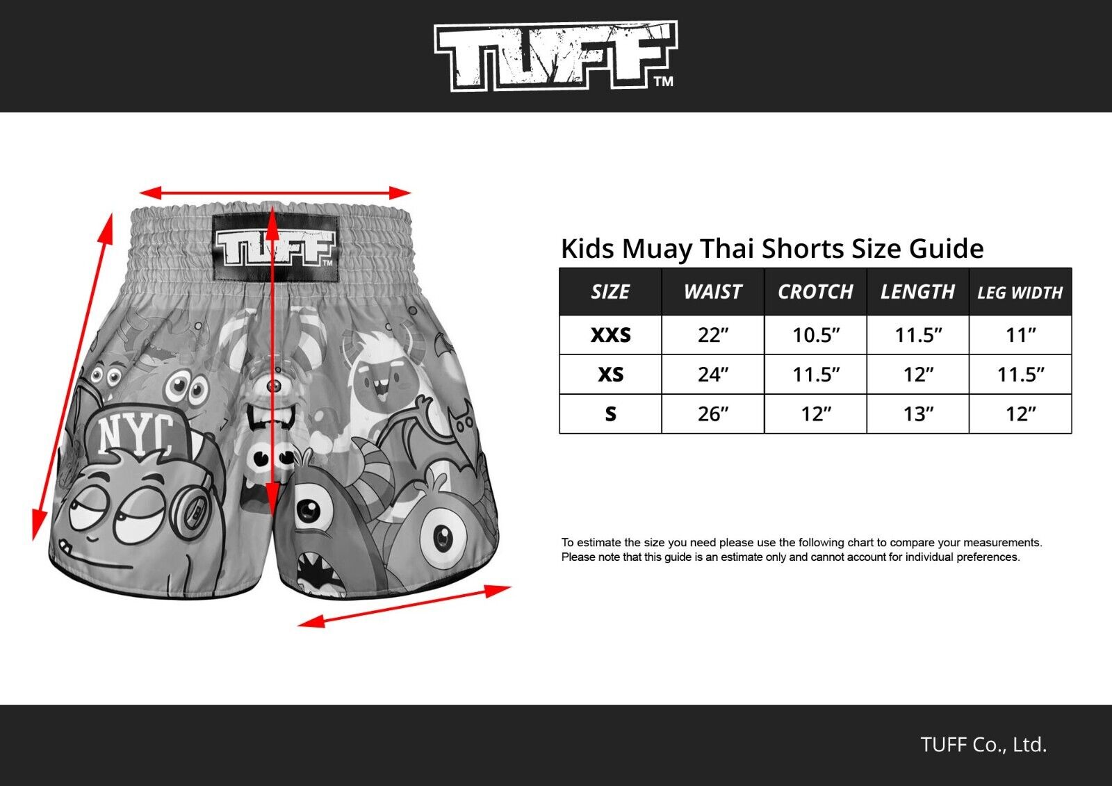 TUFF Kids Muay Thai Shorts Party Monster RMS104