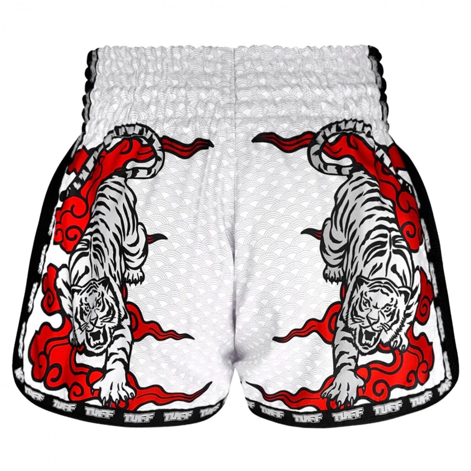 TUFF Muay Thai Shorts White Twin Tiger MSC121