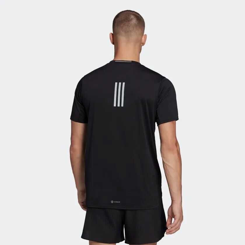 adidas Designed For Running Mens T-Shirt White Black Coral Reflective Breathable