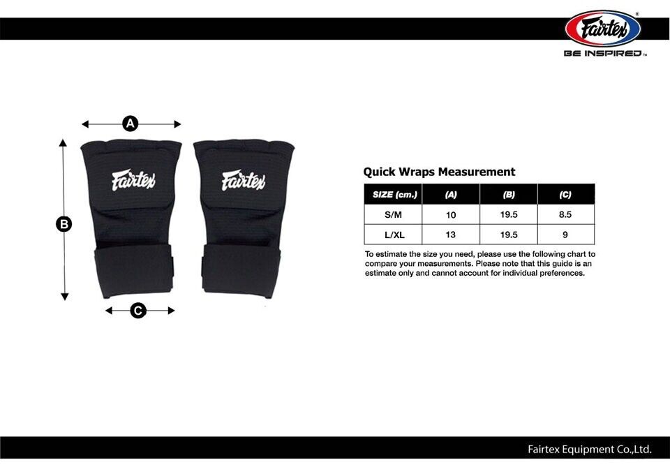 Fairtex Quick Hand Wraps Muay Thai Boxing Inner Padded Gloves MMA Handwraps