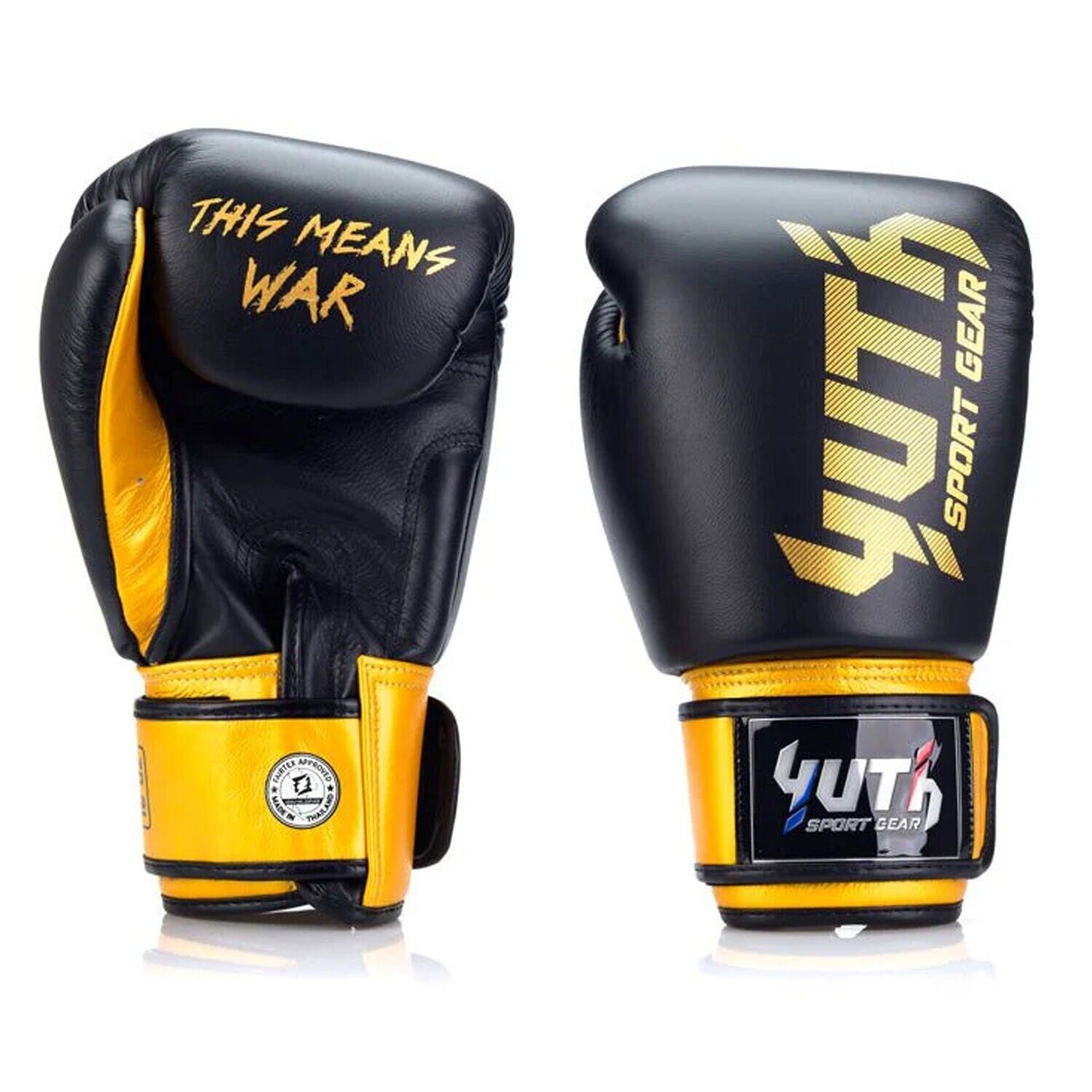 Yuth Gold Leather Muay Thai Boxing Gloves Adult