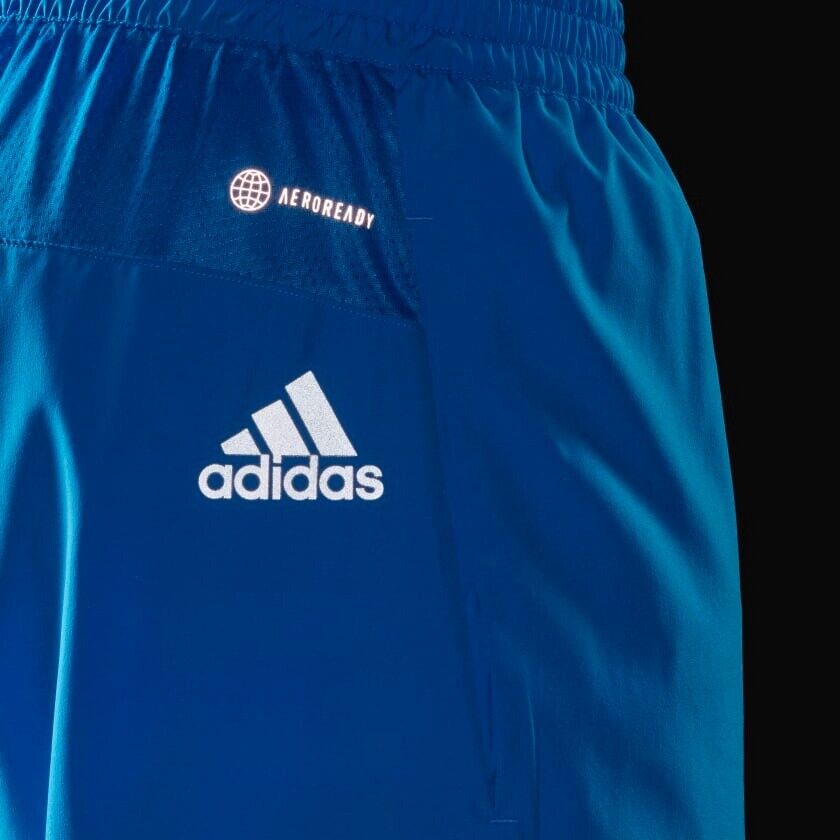 adidas Run It Mens Running Shorts Blue Reflective Pockets Fitness Gym Sports