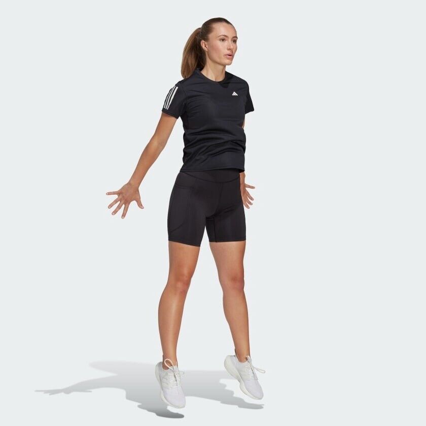 adidas Own The Run Womens Running T-Shirt Black Breathable Top Aeroready