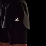 adidas Run Icons Two-In-One Womens Running Shorts Inner Compression Pocket Black