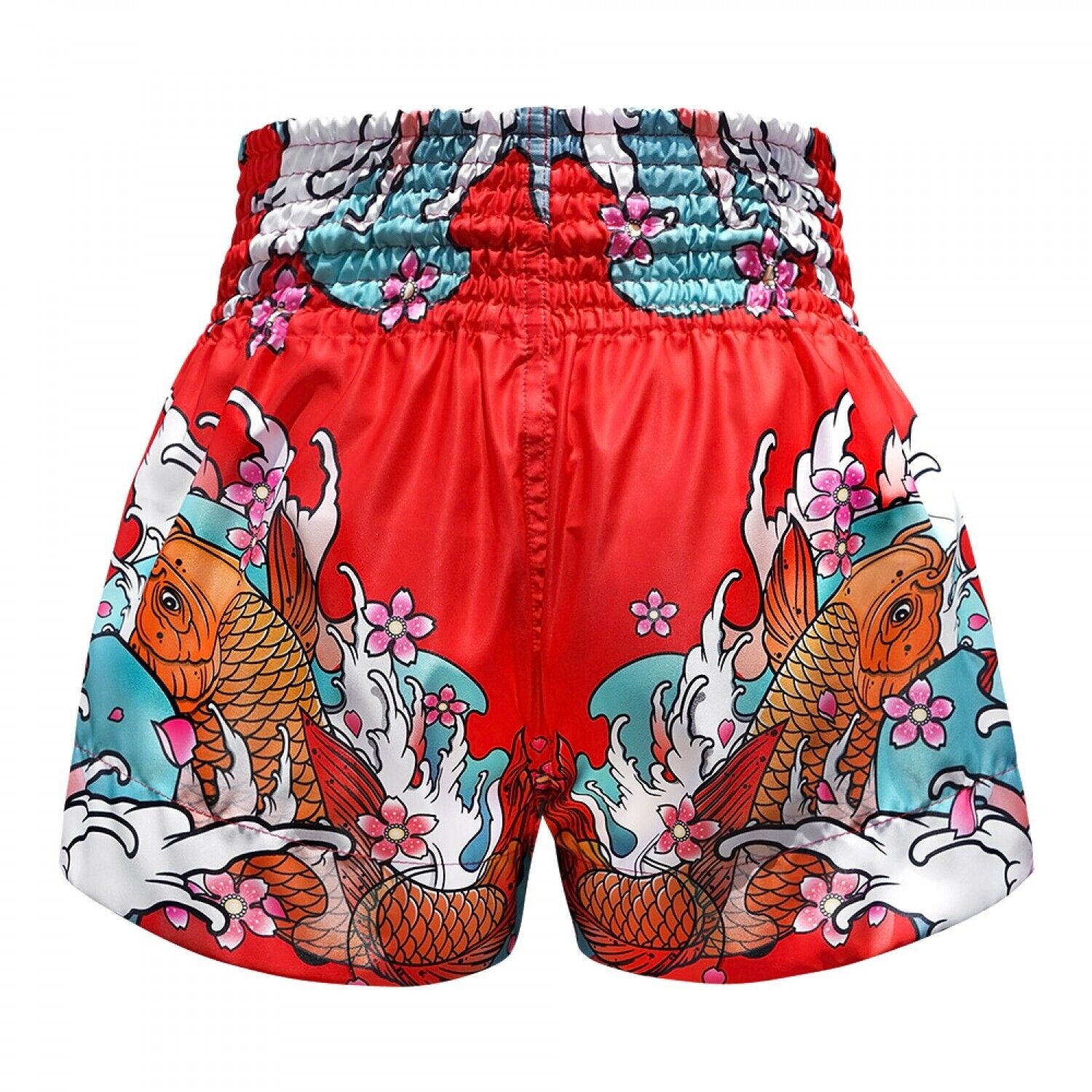 TUFF Muay Thai Shorts Red Japanese Koi Fish MS637