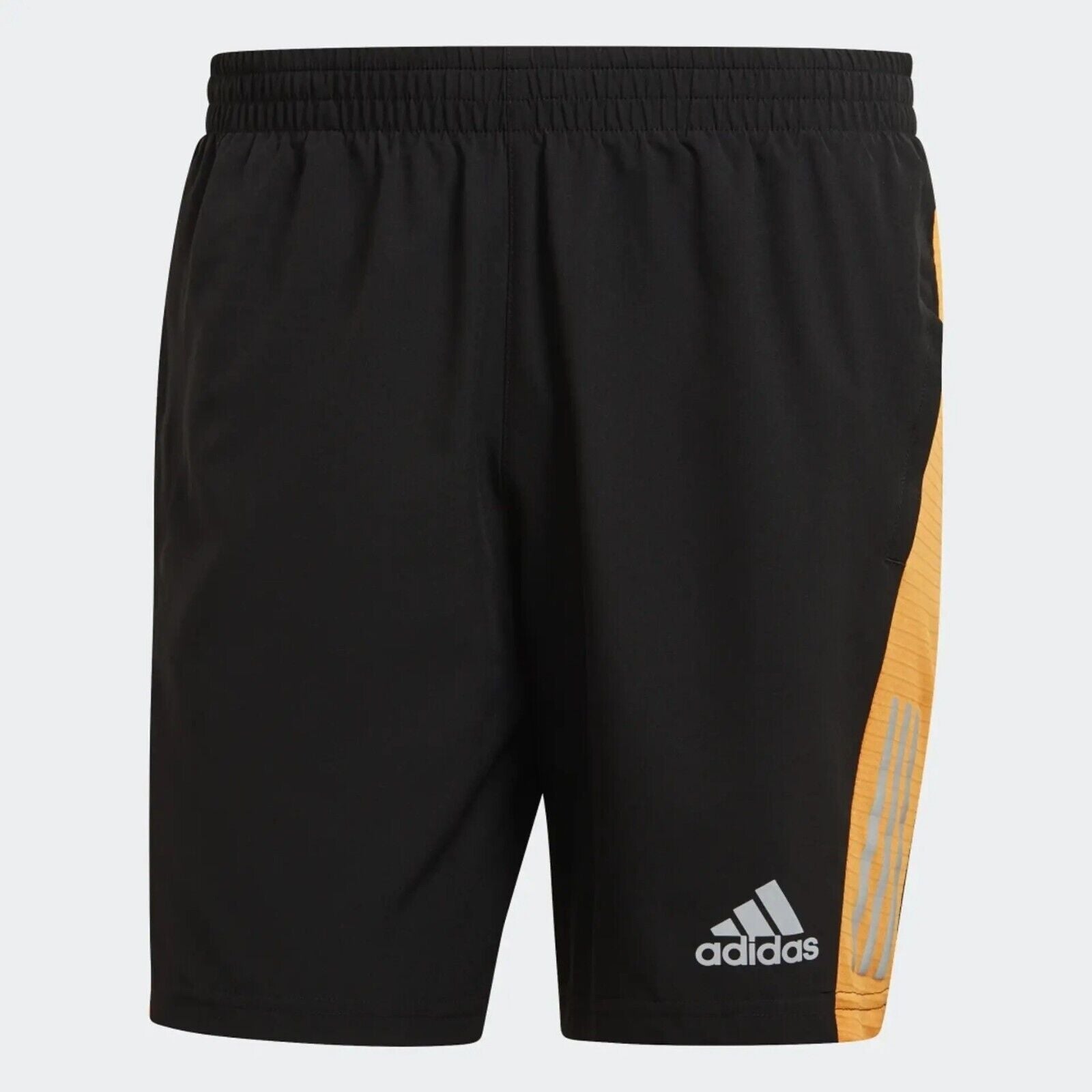 adidas Own The Run Mens Running Shorts Black Orange Reflective Pockets Fitness