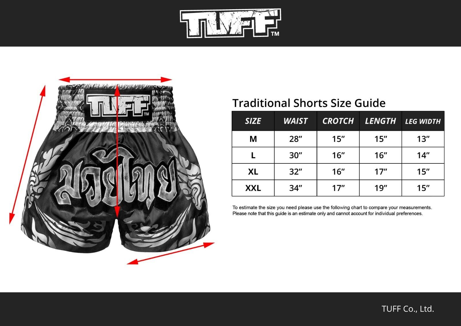 TUFF Muay Thai Shorts Armour MS657 Samurai Kickboxing MMA Traditional Style