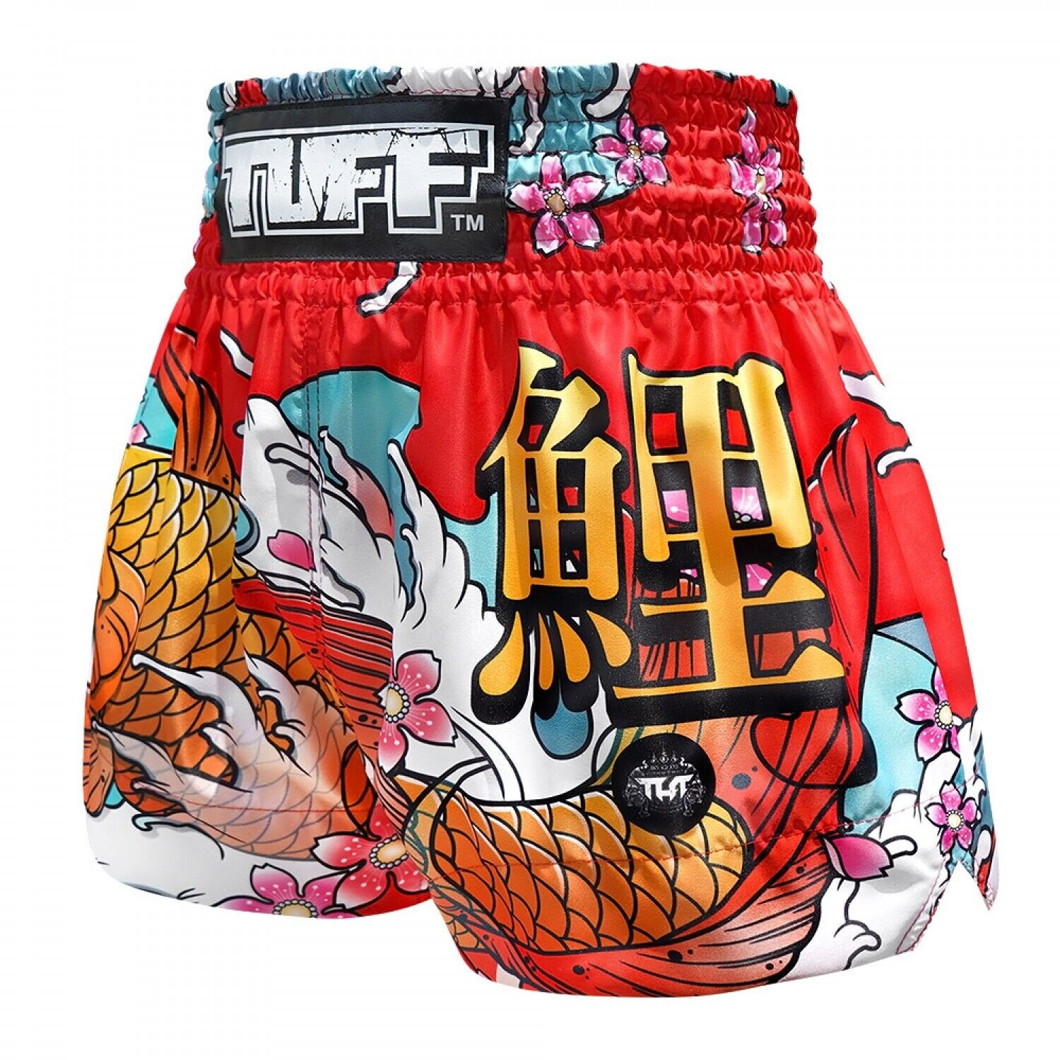 TUFF Muay Thai Shorts Red Japanese Koi Fish MS637