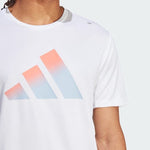 adidas Run Icons 3 Bar Mens Running T-Shirt White Fitness Top Aeroready