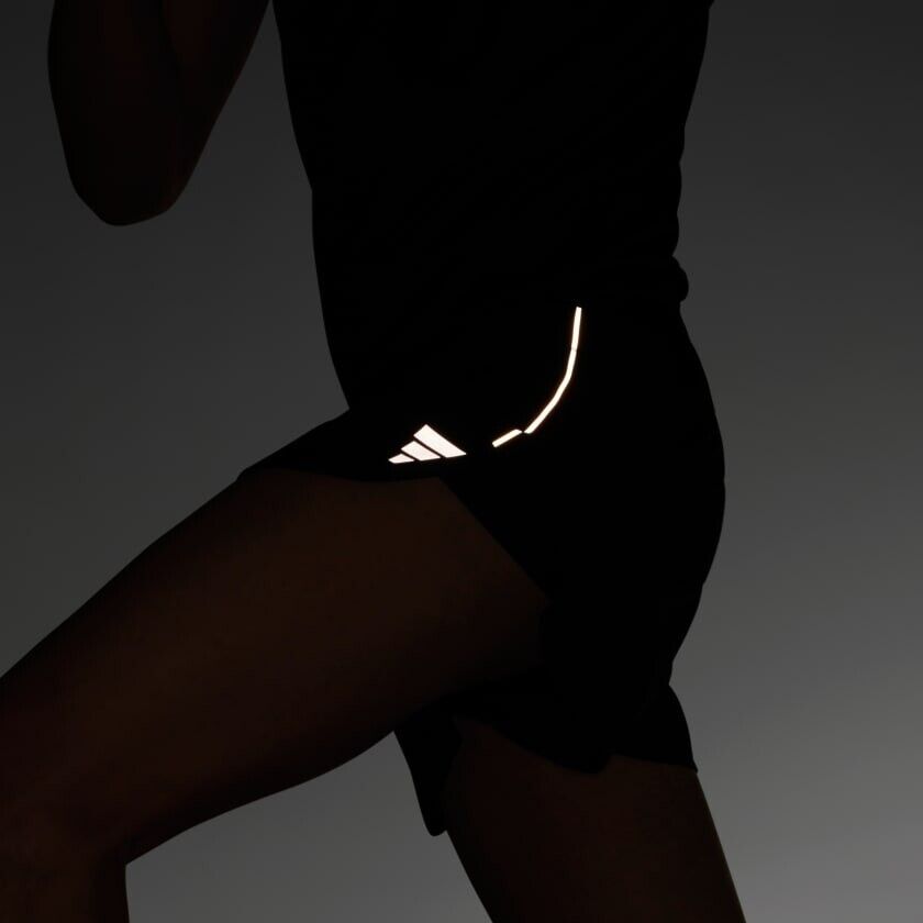 adidas Own The Run Split Running Shorts Mens Black Lightweight Reflective