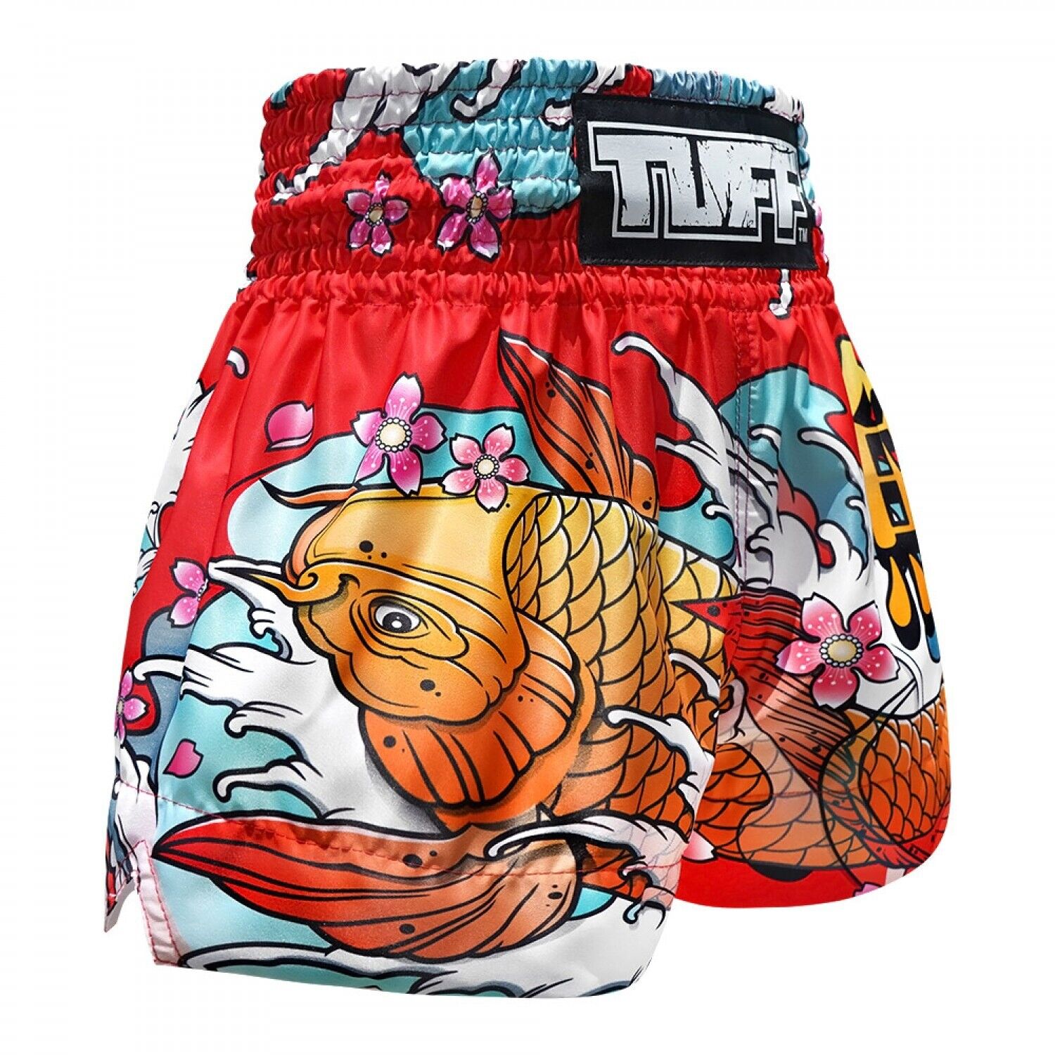 TUFF Muay Thai Shorts Red Japanese Koi Fish MS637