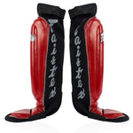 Fairtex SP6 MMA Style Shin Guards Muay Thai Shin Pads Black White Red Kickboxing