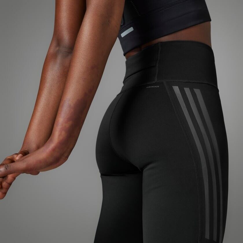 adidas Dailyrun 3-Stripes 7/8 Womens Running Leggings Black AEROREADY Pocket