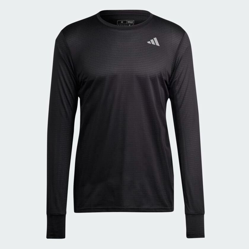 adidas Own The Run Long Sleeve Running Top Mens Black Fitness T-Shirt Reflective