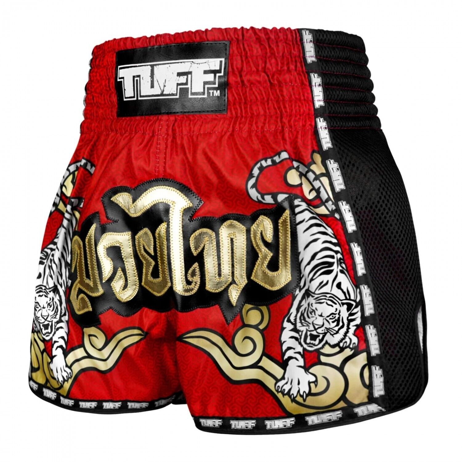 TUFF Muay Thai Shorts Red Twin Tiger MSC122