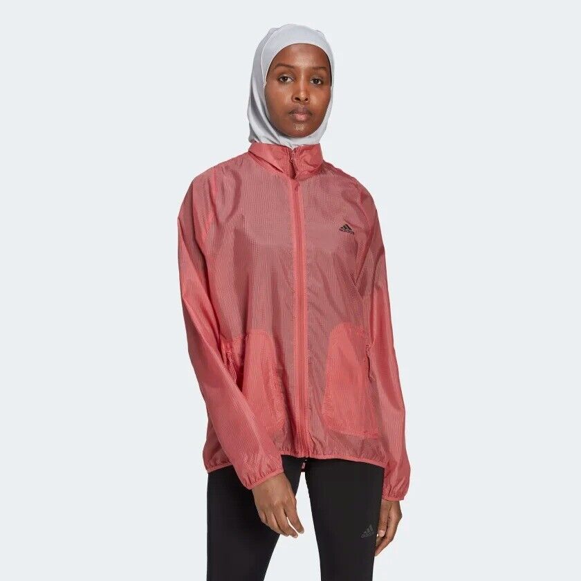 adidas Run icons Womens Running Jacket Winbreaker Ladies Fitness Coat Red