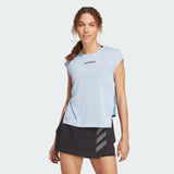 adidas Womens TERREX Agravic Pro Trail Running Top Blue T-Shirt Vest