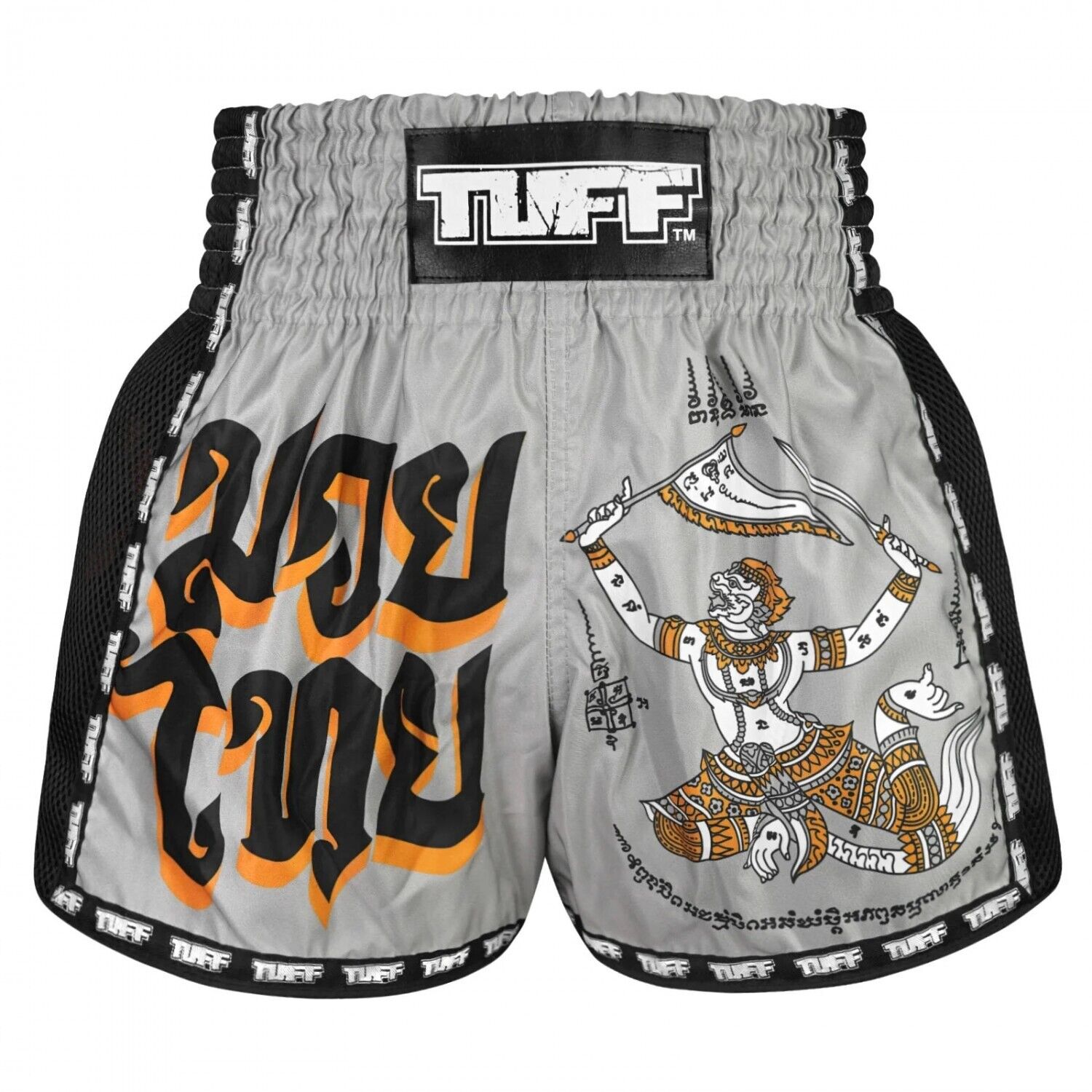 TUFF Muay Thai Shorts Hanuman Yantra with War Flag MSC118