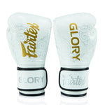 Fairtex X Glory Leather Kickboxing Gloves Muay Thai Black / White