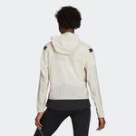 adidas Womens Running Jacket Marathon Hood Ladies Coat Off White Water Repellent