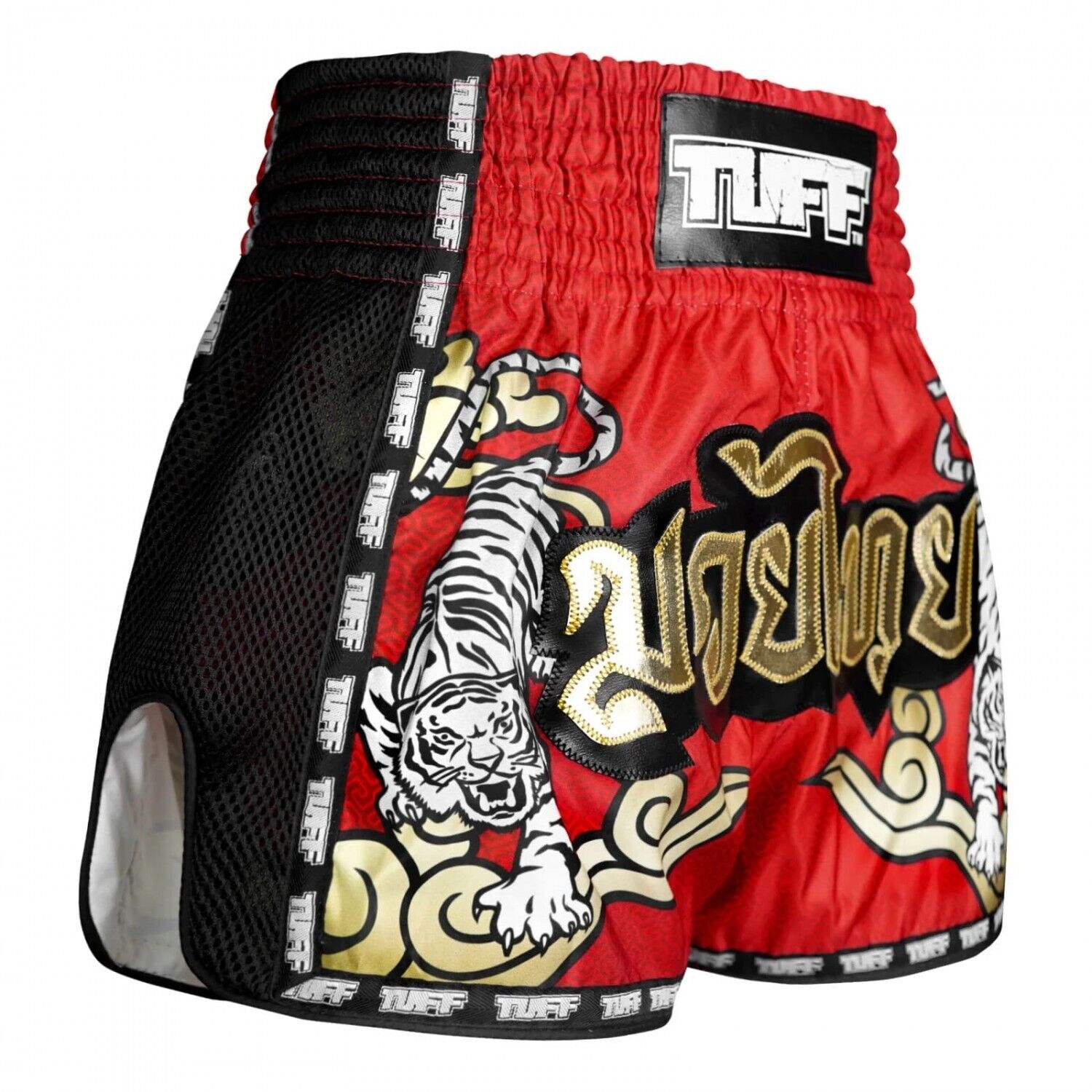 TUFF Muay Thai Shorts Red Twin Tiger MSC122