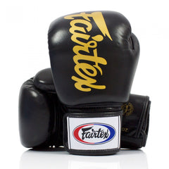 Fairtex BGV19 Deluxe Tight Fit Leather Boxing Gloves Muay Thai Black / Gold