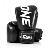 Fairtex BGV X ONE Leather Boxing Gloves Muay Thai Kickboxing MMA Black Sparring