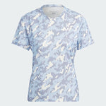 adidas Own The Run Womens Camo Running T-Shirt Blue Pink Ladies Fitness Top