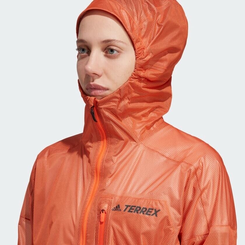 adidas Terrex Agravic Packable Womens Running Rain Jacket Orange Lightweight