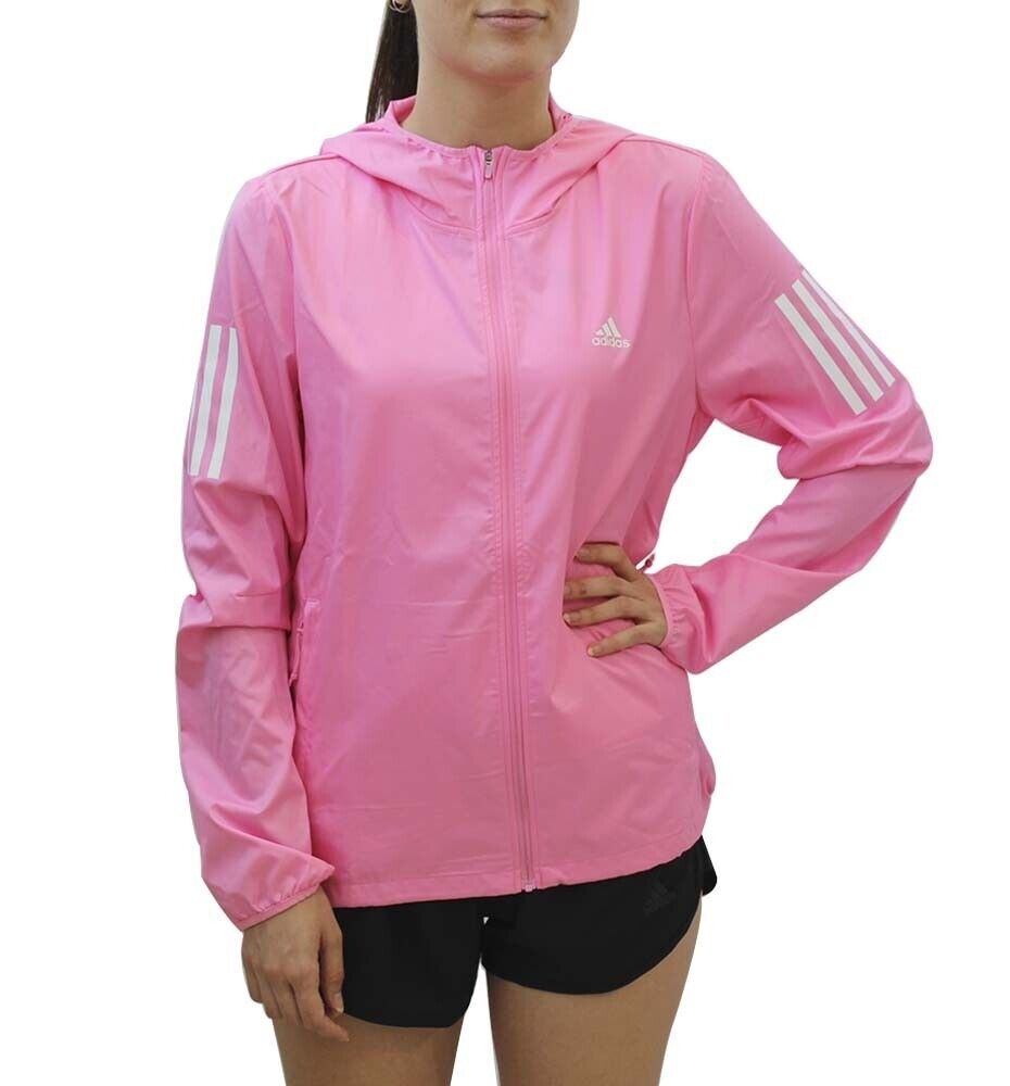 adidas Own The Run Womens Winbreaker Running Jacket Ladies Fitness Hood Pink