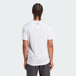 adidas Run Icons 3 Bar Mens Running T-Shirt White Fitness Top Aeroready