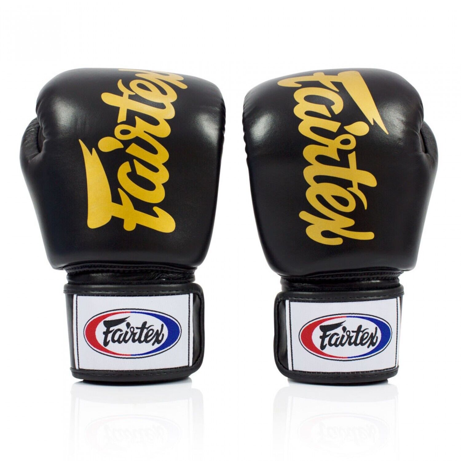 Fairtex BGV19 Deluxe Tight Fit Leather Boxing Gloves Muay Thai Black / Gold