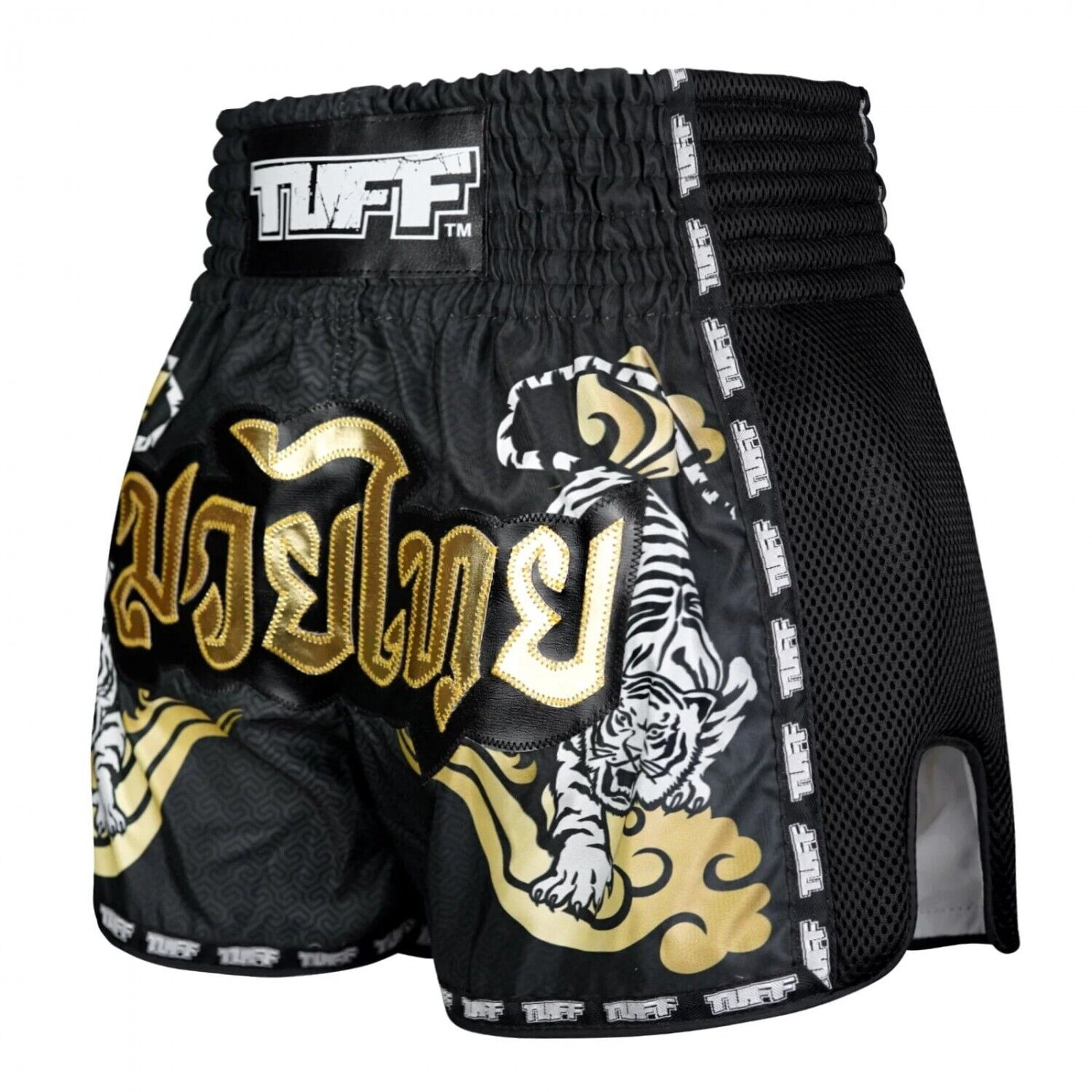 TUFF Muay Thai Shorts Black Twin Tiger MSC120