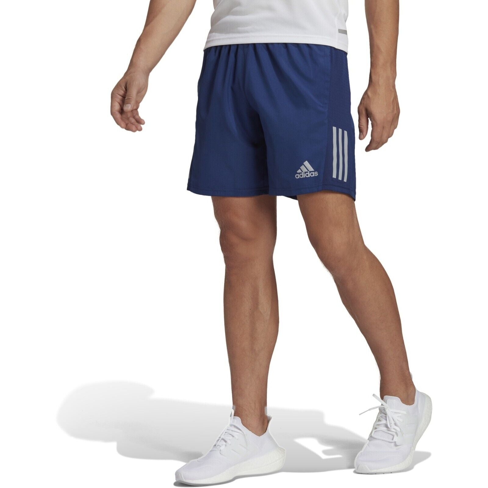 adidas Own The Run Mens Running Shorts Blue Reflective Pockets Gym Fitness