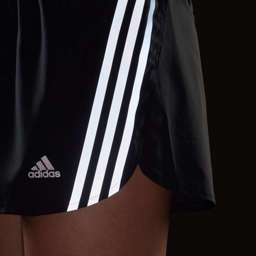 adidas Run Icons 3-Stripes Womens Running Shorts Black Fitness Ladies Gym