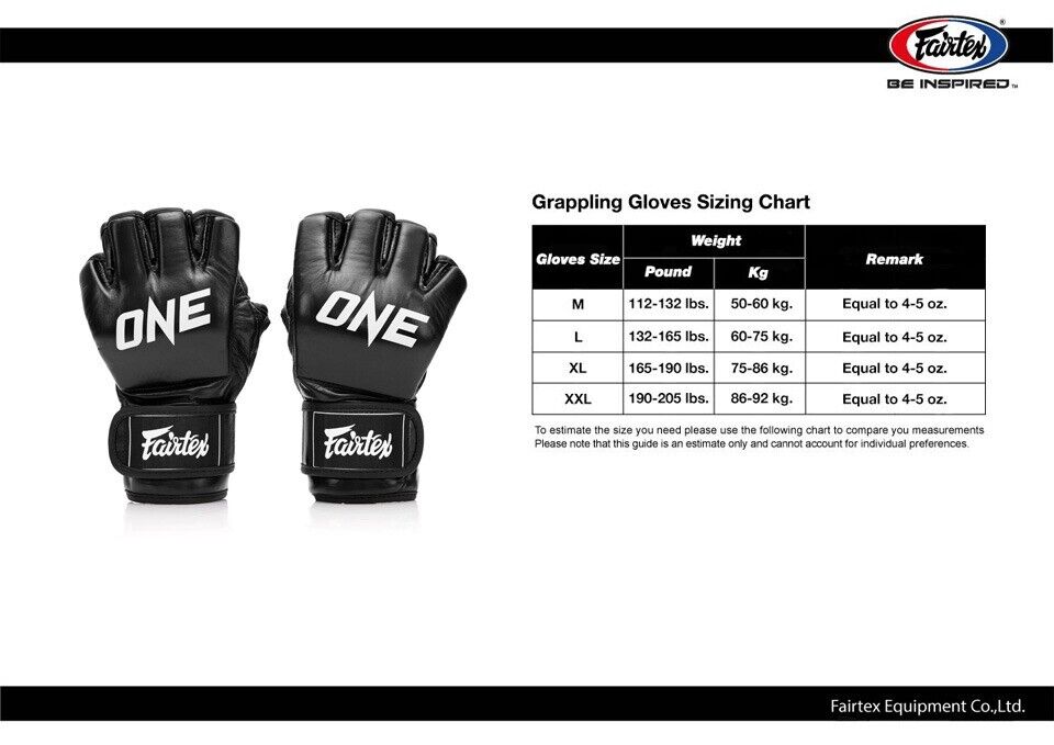 Fairtex X ONE Leather MMA Gloves FGV12 Mixed Martial Arts 4.5 oz.