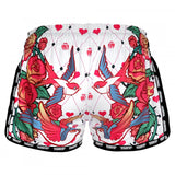 TUFF Roses Muay Thai Shorts White Kickboxing MRS302