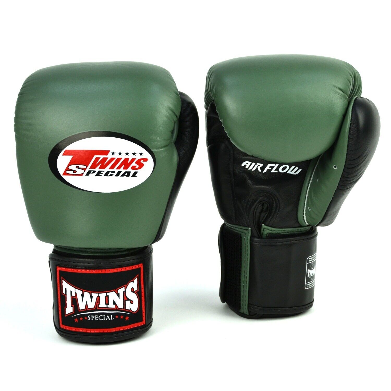 Twins Leather Muay Thai Boxing Gloves BGVLA2-2T Air Flow Black Green Red White