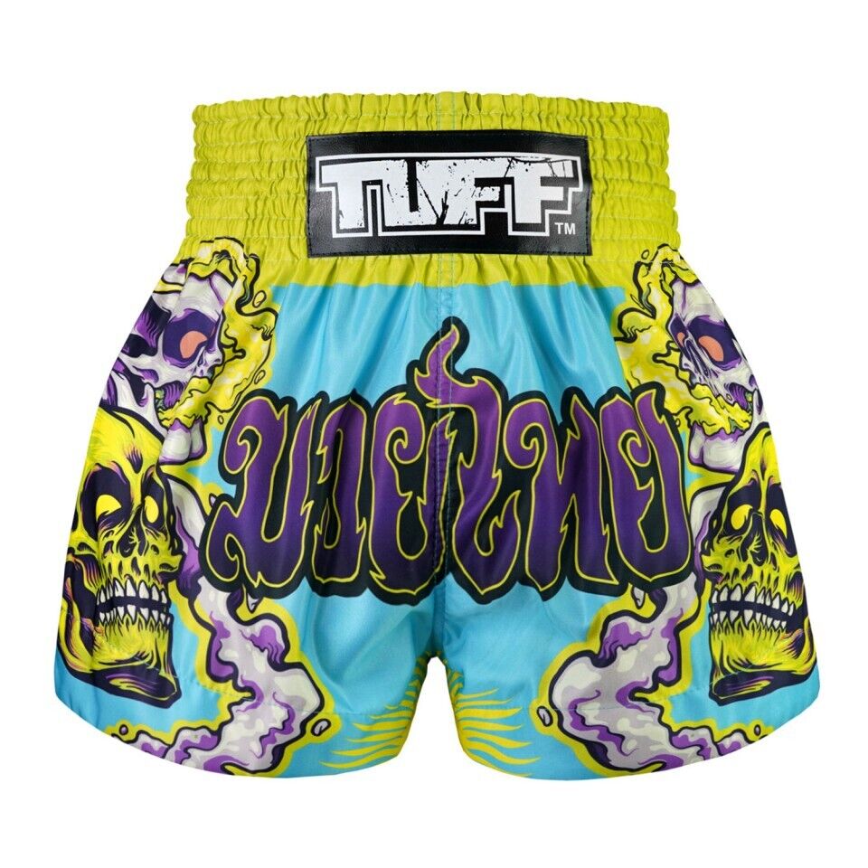 TUFF Muay Thai Shorts Trippy Skull MS682 Kickboxing MMA