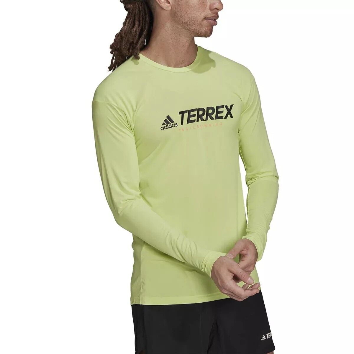 adidas Terrex TX Trail Running Long Sleeve T-shirt Mens Sports Top Lime