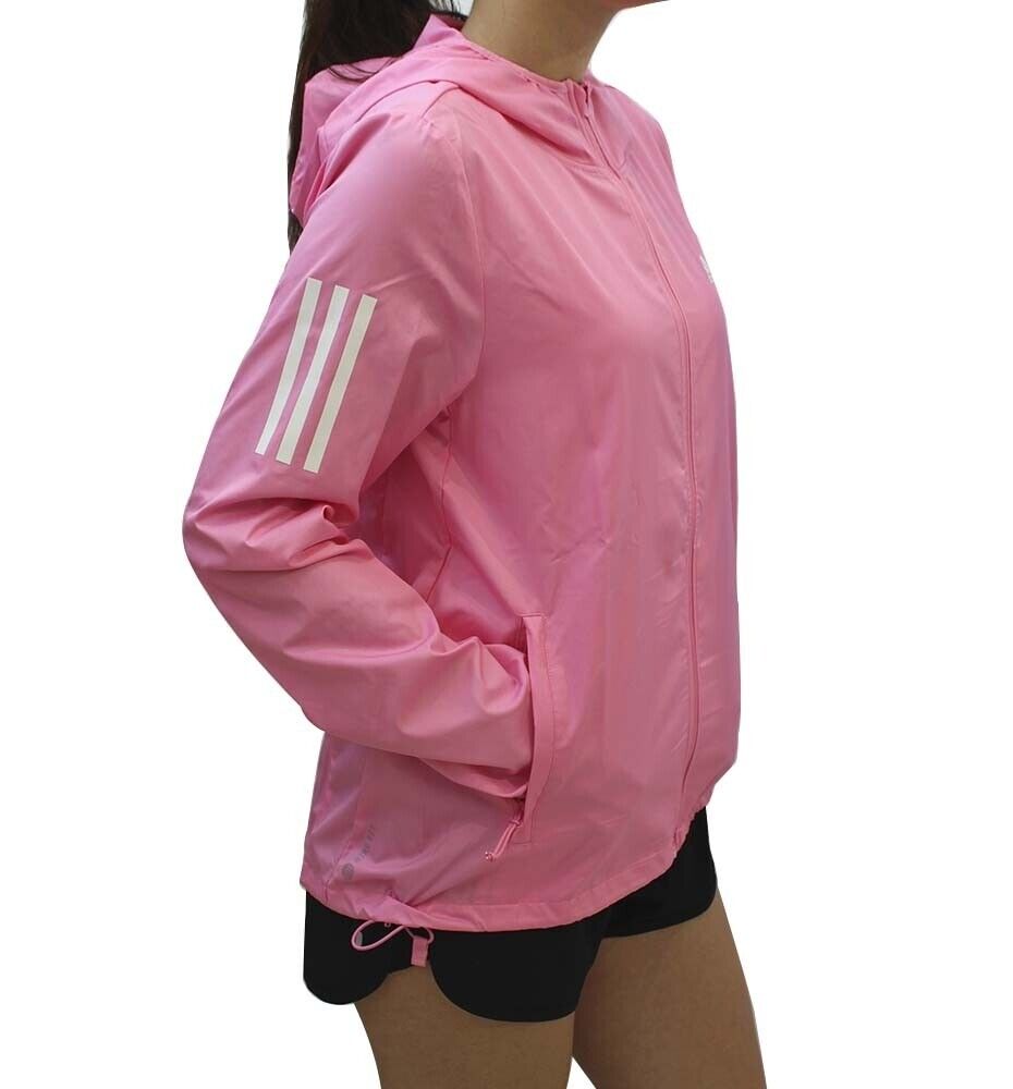 adidas Own The Run Womens Winbreaker Running Jacket Ladies Fitness Hood Pink