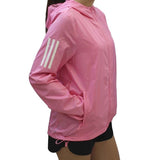 adidas Own The Run Womens Winbreaker Running Jacket Ladies Fitness Hood Pink