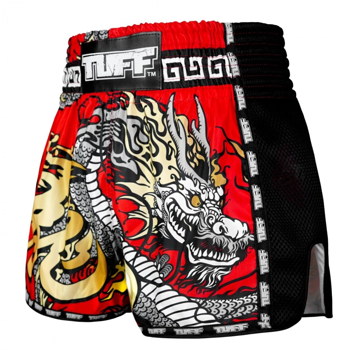 TUFF Muay Thai Shorts Red Chinese Dragon MSC116